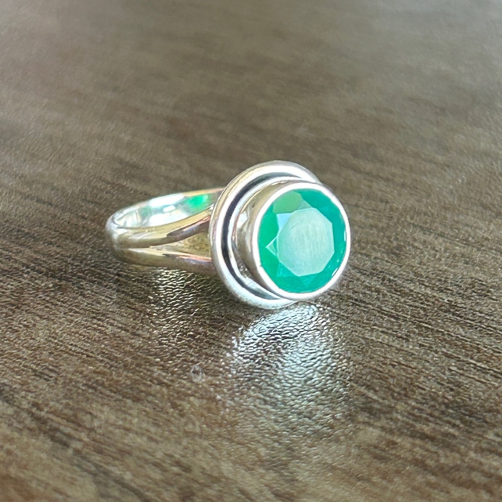 925 Sterling Silver Green Onyx Ring